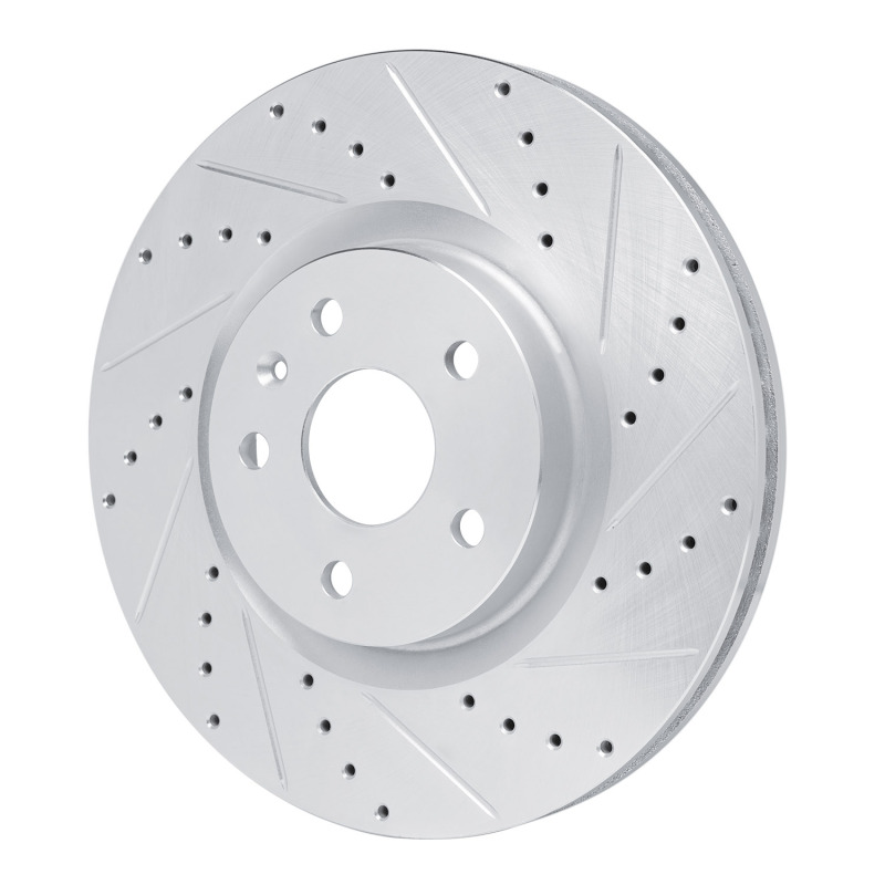 Buick Regal Brake Rotor (1) - Front Right - R1 Concepts - Drilled & Slotted - Silver - `13-`19
